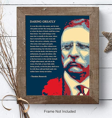 Miniatura 7 de Teddy Roosevelt - Póster de pared con cita inspiradora, poema motivacional, regalo para emprendedores, estudiantes, equipos de administración, gran