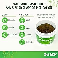 Vista 2 de Pet MD Wrap A Pill Paste - Pastilla con sabor a tocino para perros, crea un bolsillo para ocultar pastillas y medicamentos, 59 porciones