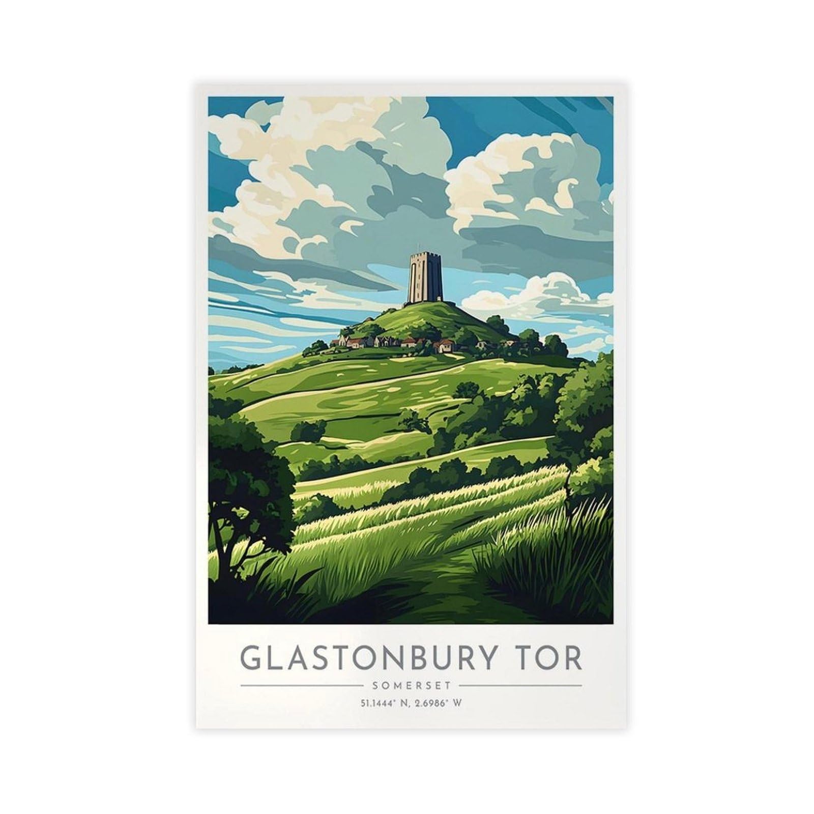 Wlqzfrwv Glastonbury Travel Poster - Somerset Canvas Poster Wall Art Decor Print Picture Paintings For Living Room Bedroom Decoration 24X36inch(60X90cm)