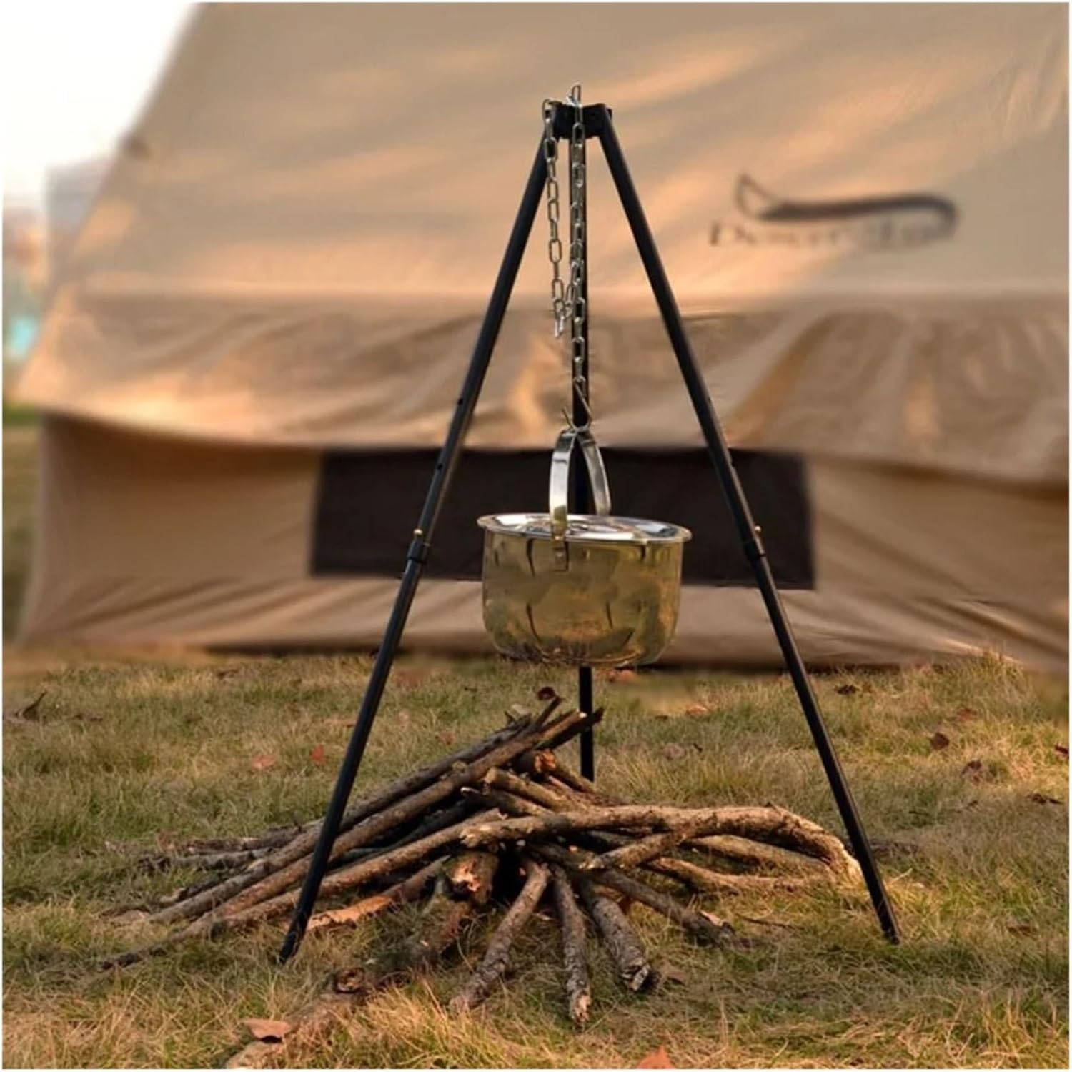Compatible for Stainless Steel Outdoor Camping Pot with Handle and Lid 17-26cm Hanging Cookware