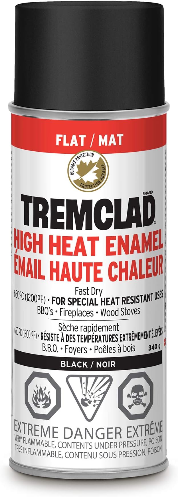 RustOleum TREMCLAD High Heat Enamel Spray Paint in Flat Black, 340g, Spray Paint Amazon Canada
