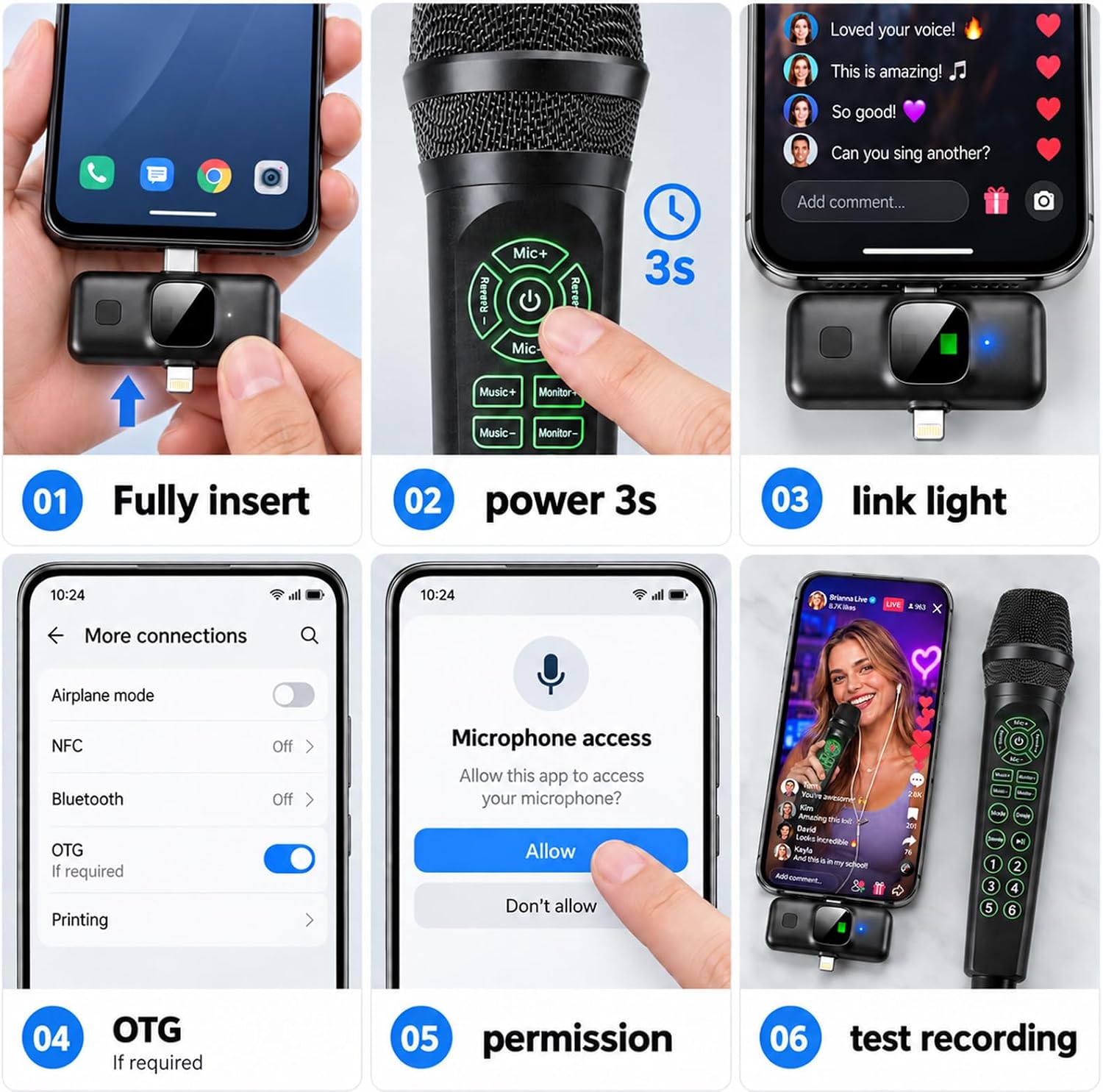 MC9 Online Karaoke Microphone for Phone/PC, Live Streaming Microphone Set