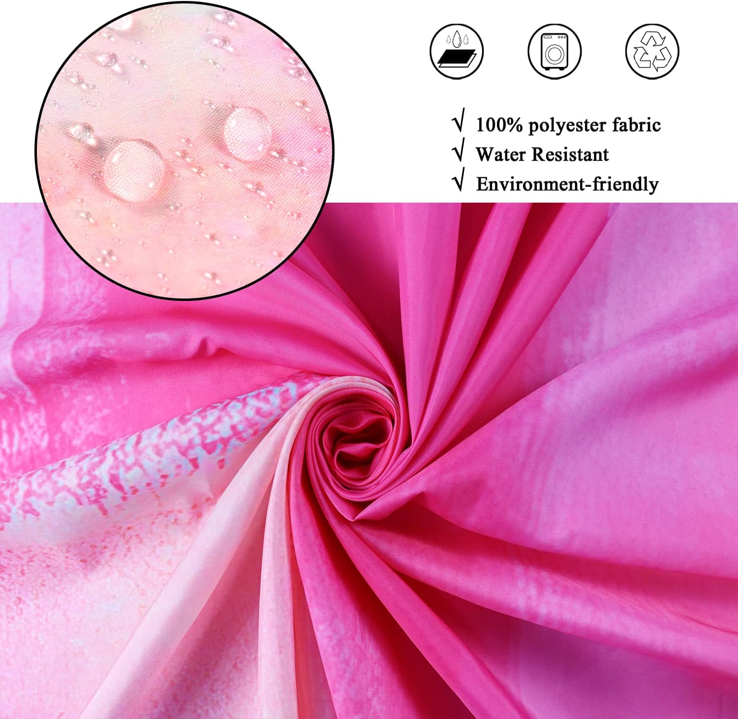 Hot Pink Shower Curtain, Watercolor Pink Contemporary Brush Strokes Oil Painting Abstract Bathroom Curtain Waterproof Fabric Machine Washable with 12 Hooks,72" Wx78 L