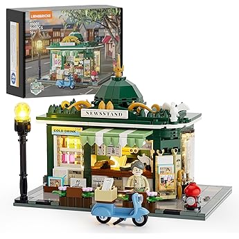 LUMIBRICKS Stadtleben Kiosk Lighting Clamp Building Blocks Home, Desk Decoration, Retro Modular Building City Life Set, Gift 