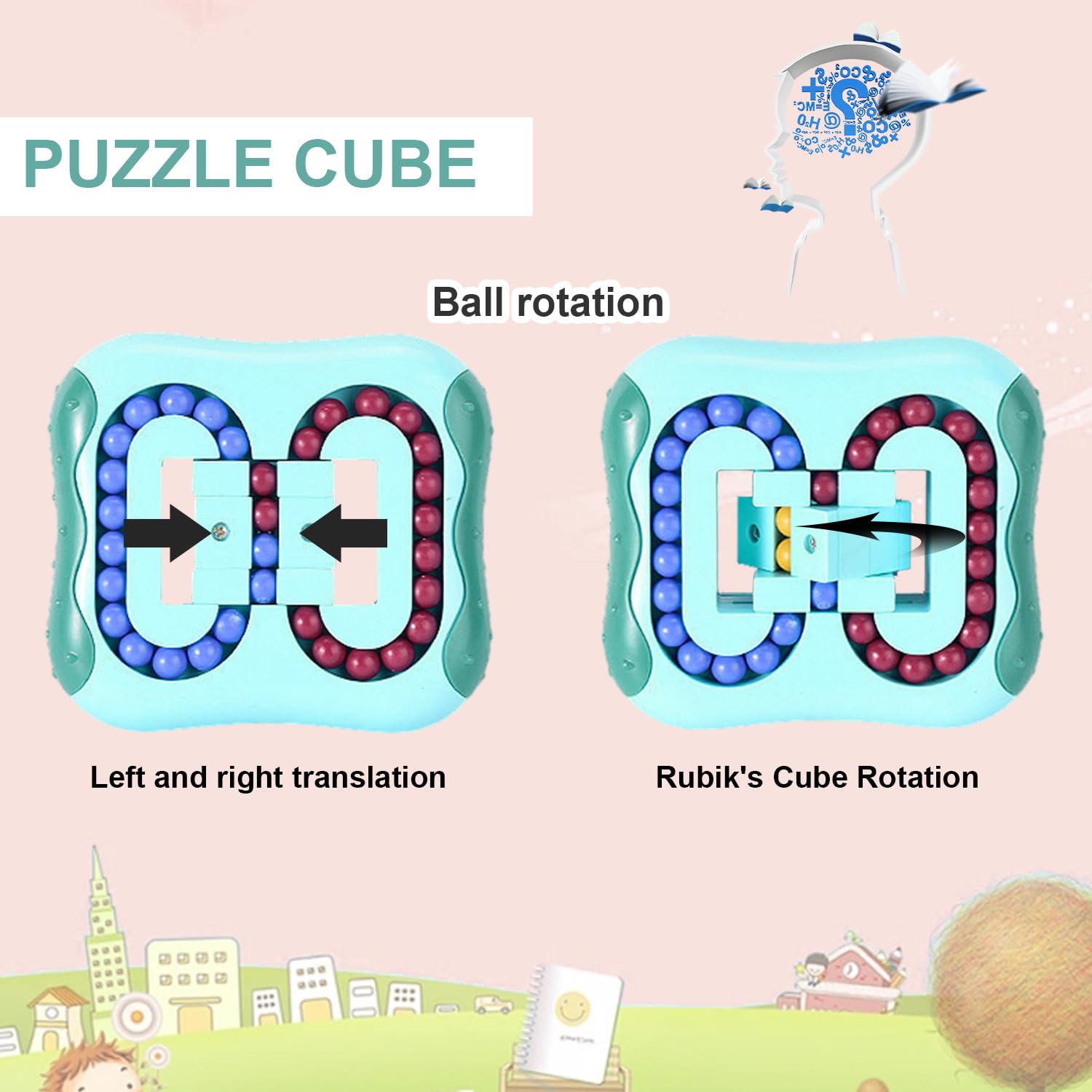 2 Piezas Frijol Mágico, Juguetes educativos de Frijol Mágico, Cubo Giratorio de Frijol Mágico, Juguete de Rompecabezas de Frijol Mágico, Creativos Magic Bean para Niños Niños y Niñas