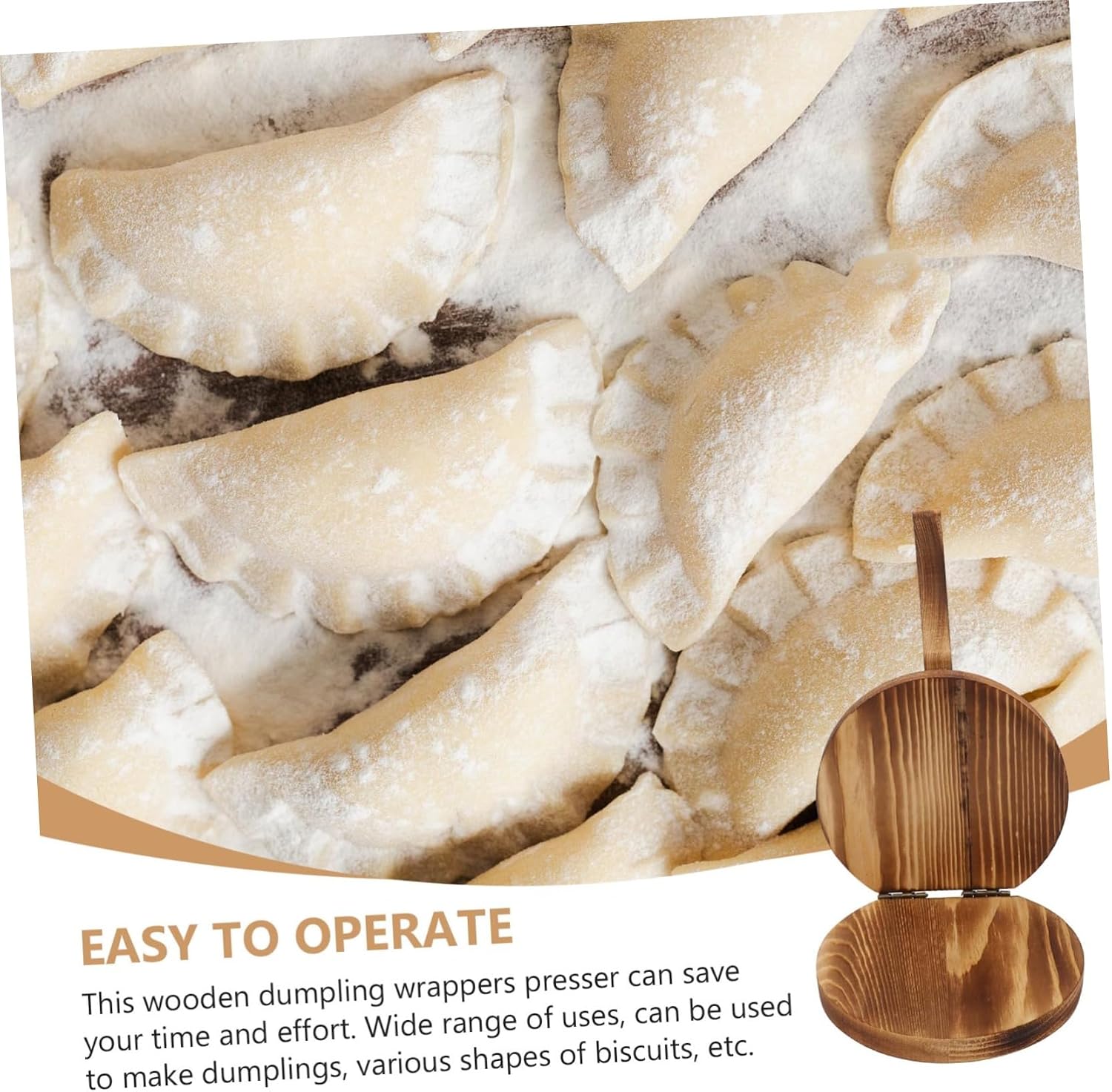Wooden Dumpling Wrapper Mold Food Grade Kitchen Tool for Effortless Dumpling Making Versatile Pressing Plate for Biscuits and More Lightweight and Safe Design
