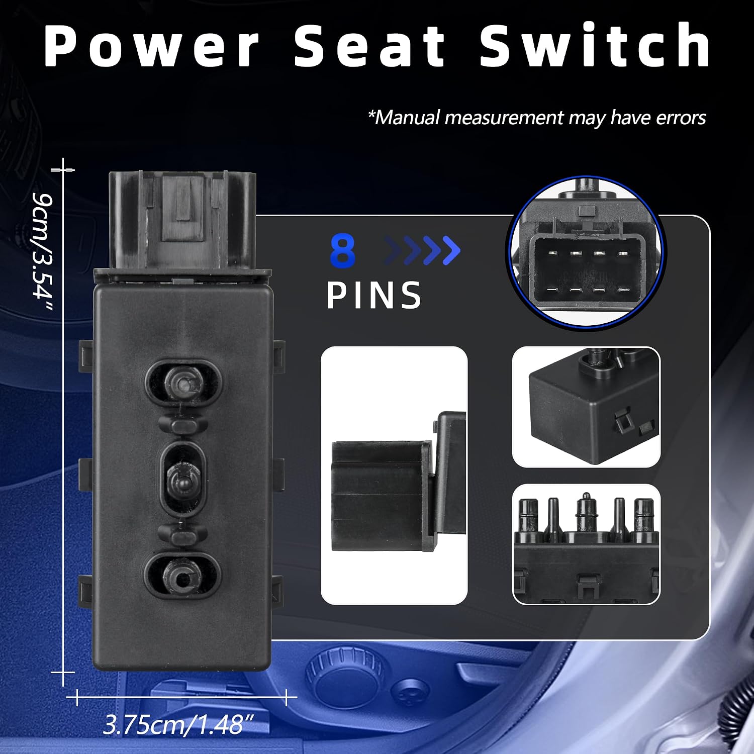 Power Seat Switch Adjust Switch 6 Way Front Left Driver Side 12451495 Compatible with Chevrolet Silverado Avalanche GMC Sierra Yukon Buick Allure Cadillac Replace OE PSW87 SW5162 1S7614