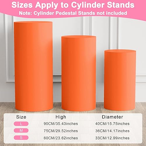 Miniatura 20 de Wokceer Fundas de soporte de pedestal de cilindro para fiesta, 3 piezas, soporte de cilindro dorado de elastano para cubiertas de fiesta, soporte