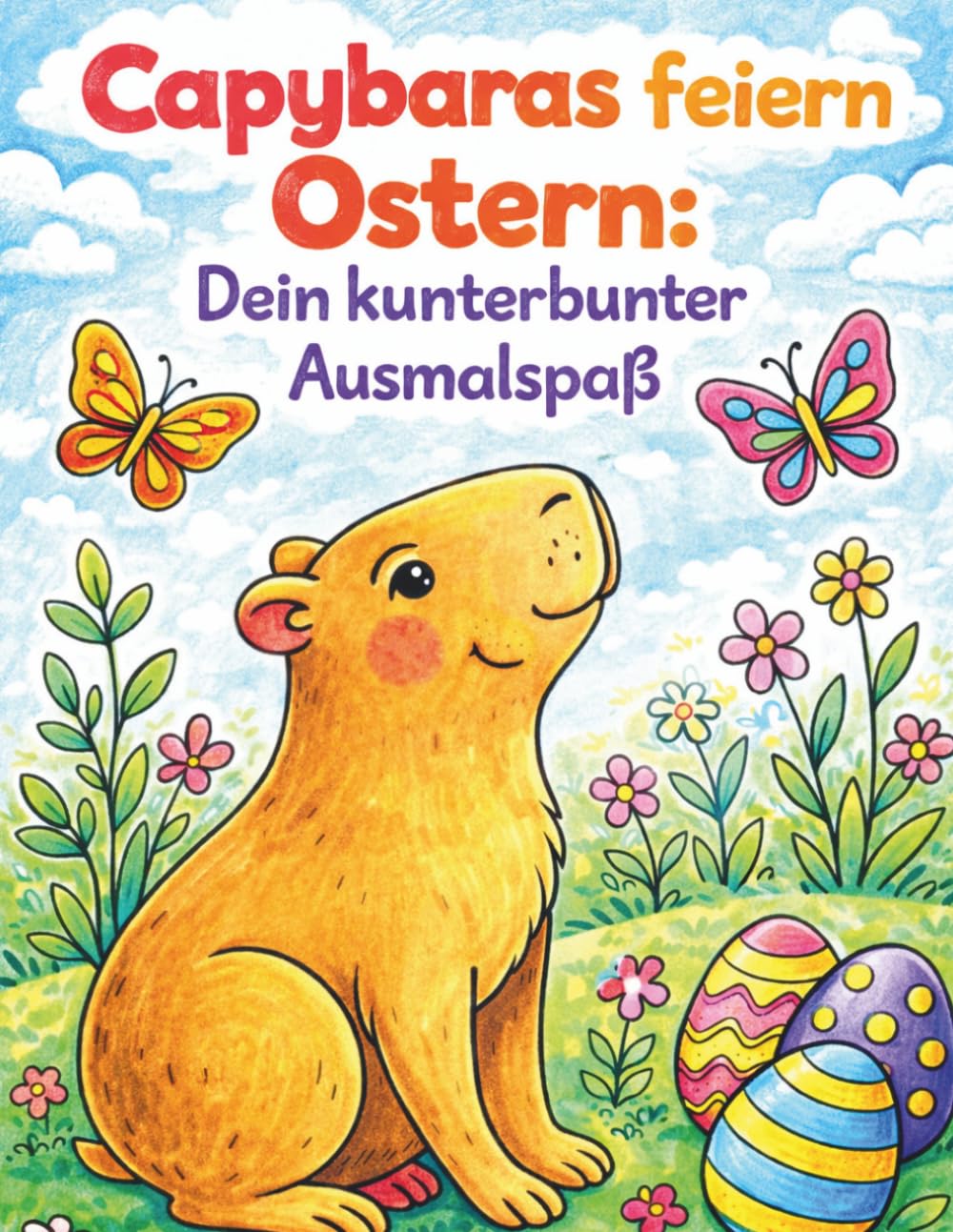 Capybaras feiern Ostern: Dein kunterbunter Ausmalspaß