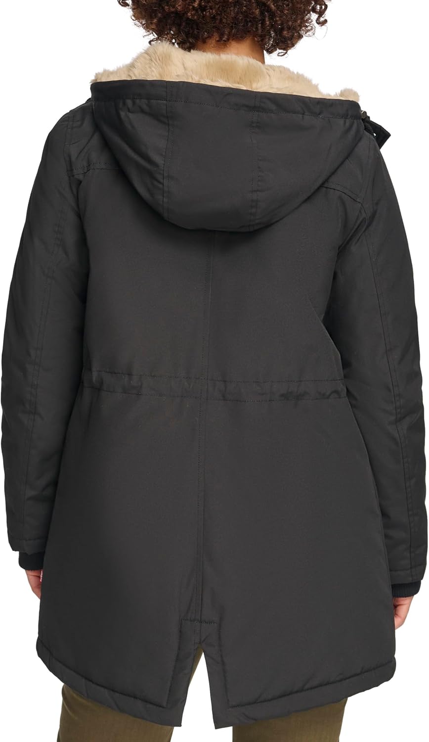 Chaqueta parka con capucha forrada de piel sint tica para mujer levi s  tallas regulares y plus sizes