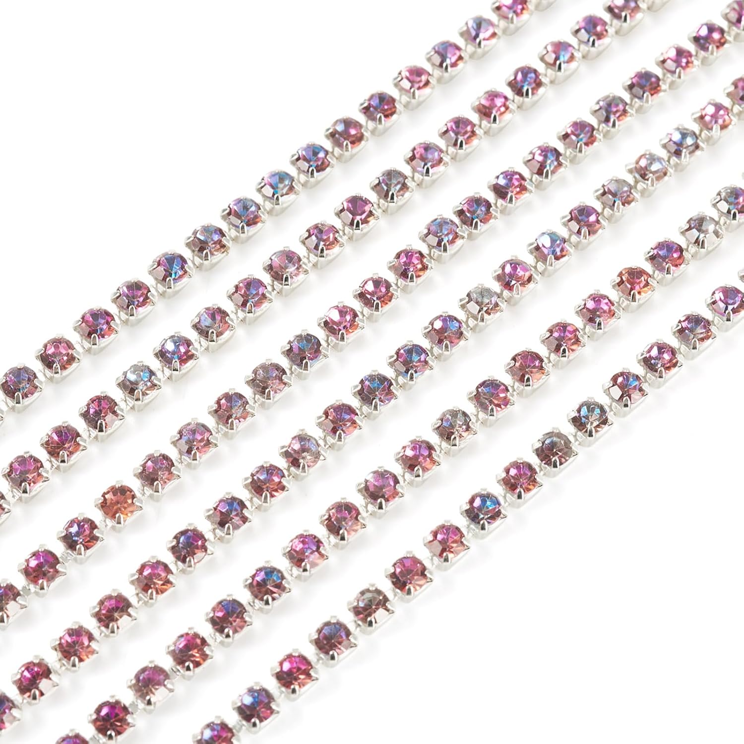 KISSITTY Rhinestone Chains 5 Yards Gradient Green Color Crystal Glass Trim Cup Chains Trimming Embellishments for DIY Jewelry Wedding Party Clothes Hair Decoration Crafts Ornaments