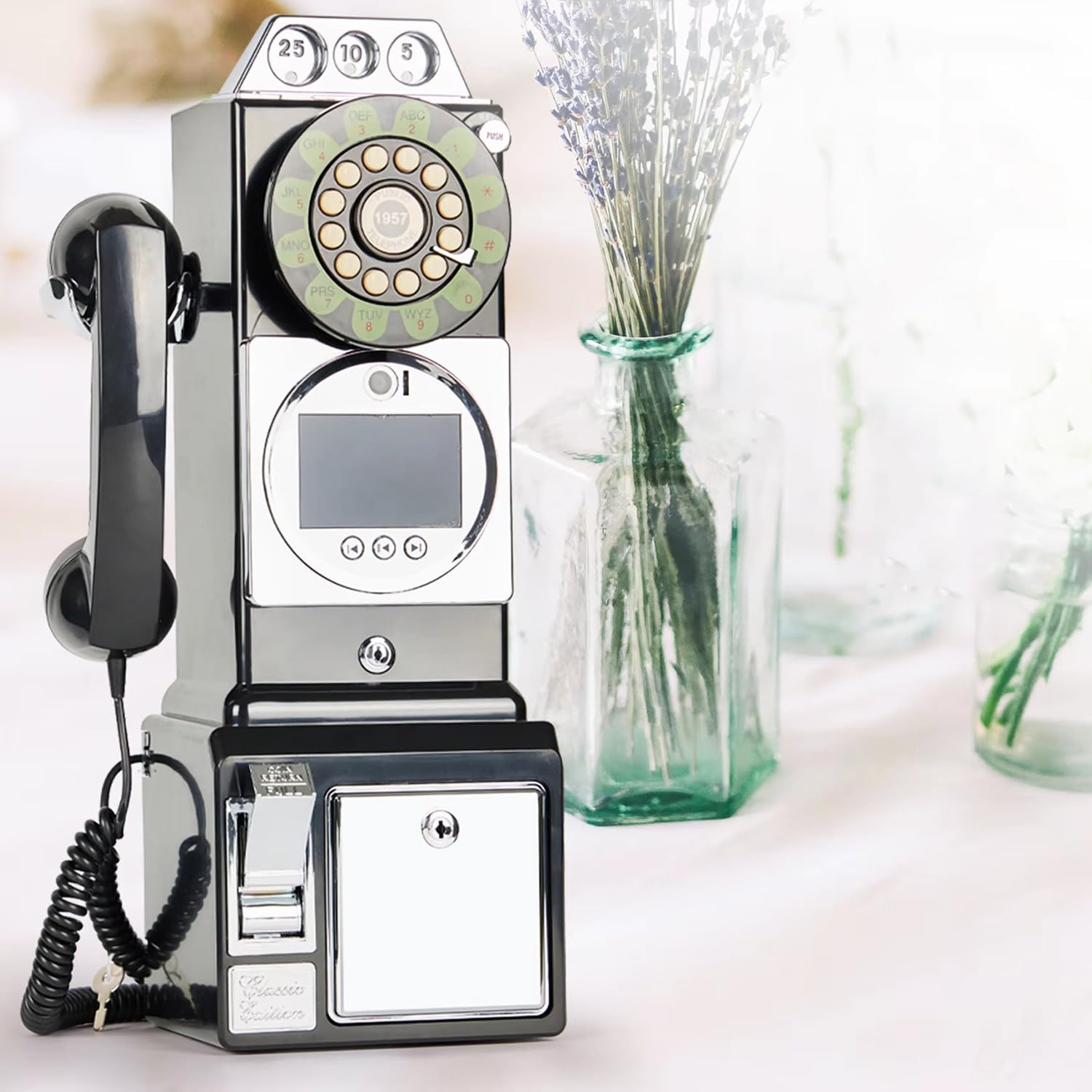 64g Audio Video Guestbook Phone Booth Registratore per Matrimoni - Modello di Cabina Telefonica retrò - 1080p Wedding Guestbook - Un'ottima Aggiunta a Qualsiasi Occasione Speciale Black