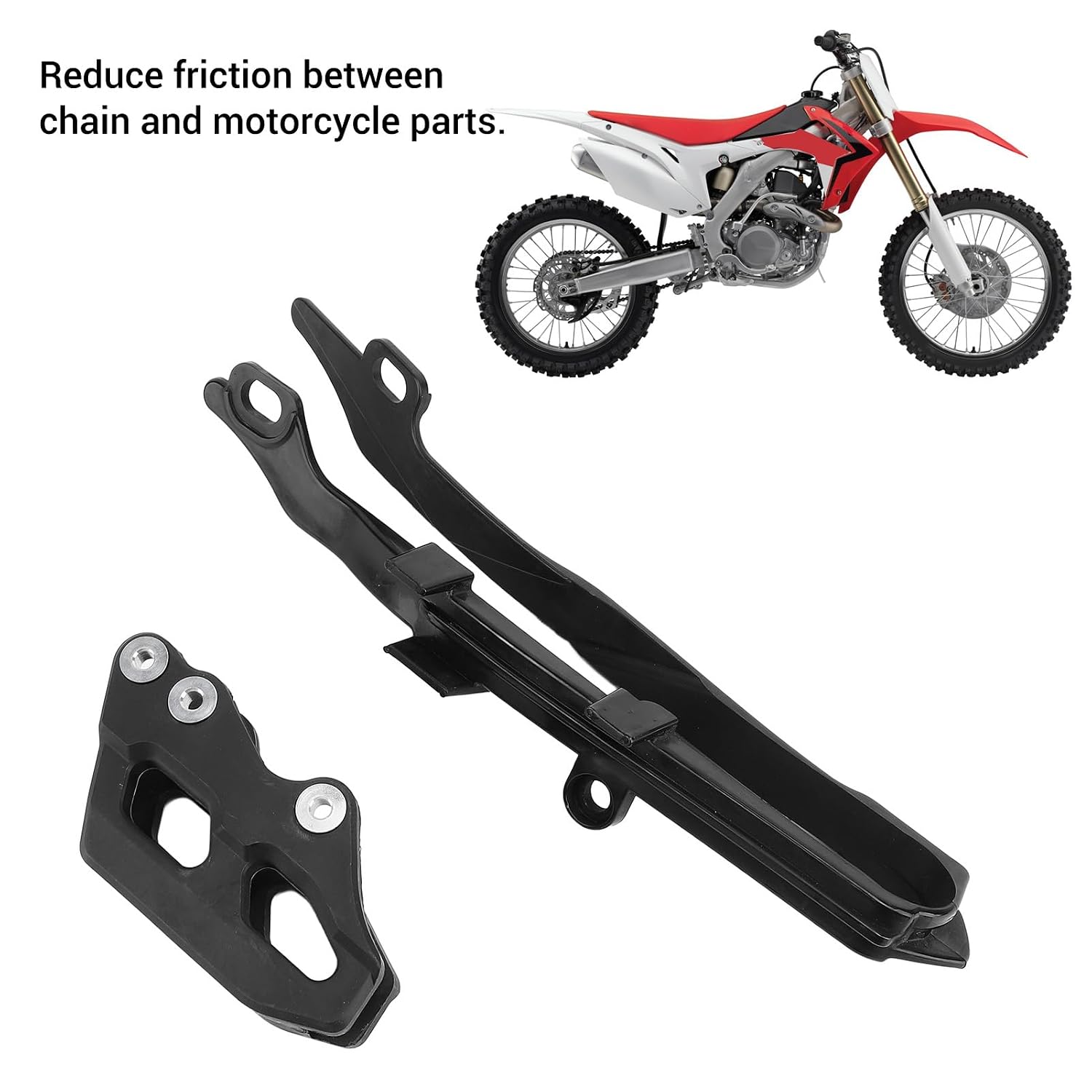 Chain Guide Guard and Chain Slider Kit Fit for CR125R CR250R CRF250R CRF450R CRF250X CRF450X – Vibration Rubber and Nylon Protector for High Stability and Low Noise Riding