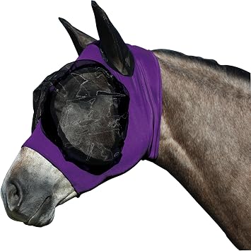 UltraFlex Comfort Plus Bug Eye Fly Horse Masks | Maximum Protection & Comfort | 95% UV Shield & Easy On/Off Design | Pull On Without Forelock Saver | Color Purple | Size X-Small