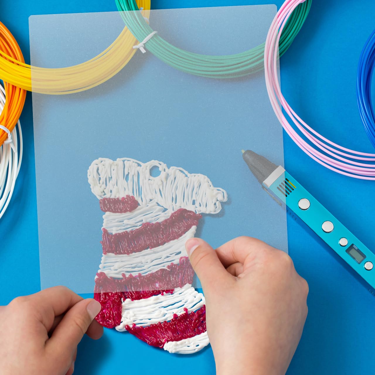Angoily 10 tappetini per penna 3D trasparenti in PVC, per bricolage, portatili, adatti per diversi pennarelli a pressione 3D, tappetino da schizzo riutilizzabile