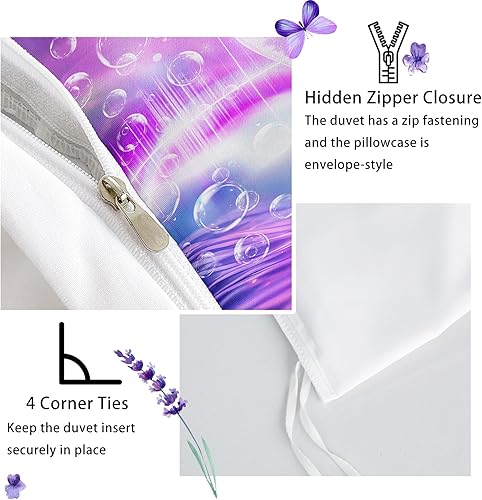 Miniatura 118 de AILONEN Juego de funda de edredón de rosa roja, tamaño King, juego de ropa de cama de delfín estrellado azul, funda de edredón romántica de San