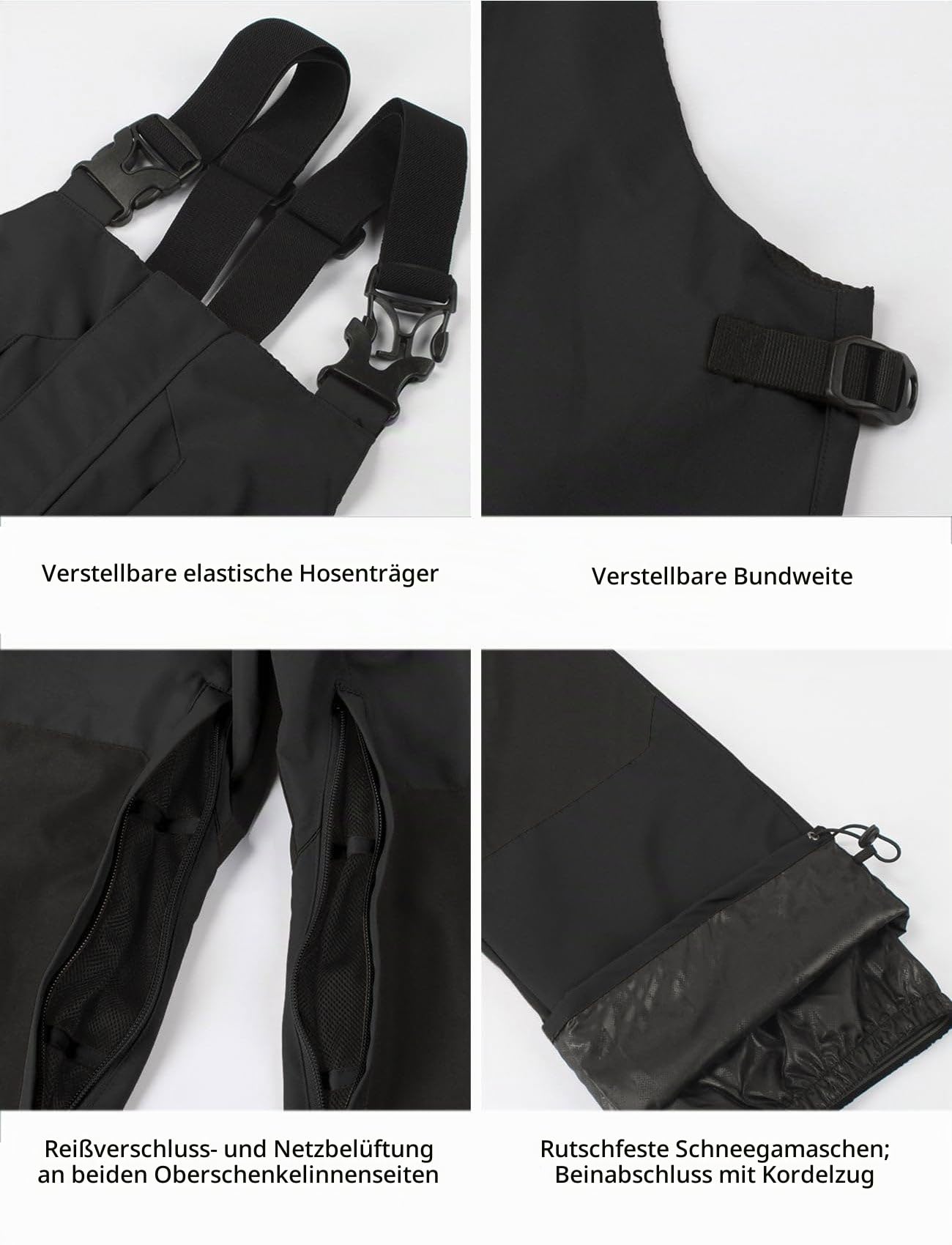 GSOU SNOW Herren Ski Bib Latzhose Skihose Snowboardhose - Multi Pockets Leicht Wasserdicht Winddicht Atmungsaktiv Warm