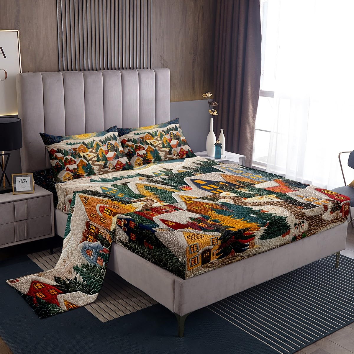 Linge de lit Noël coloré 3 pièces pour lit simple cadeau idéal fêtes de fin d'année