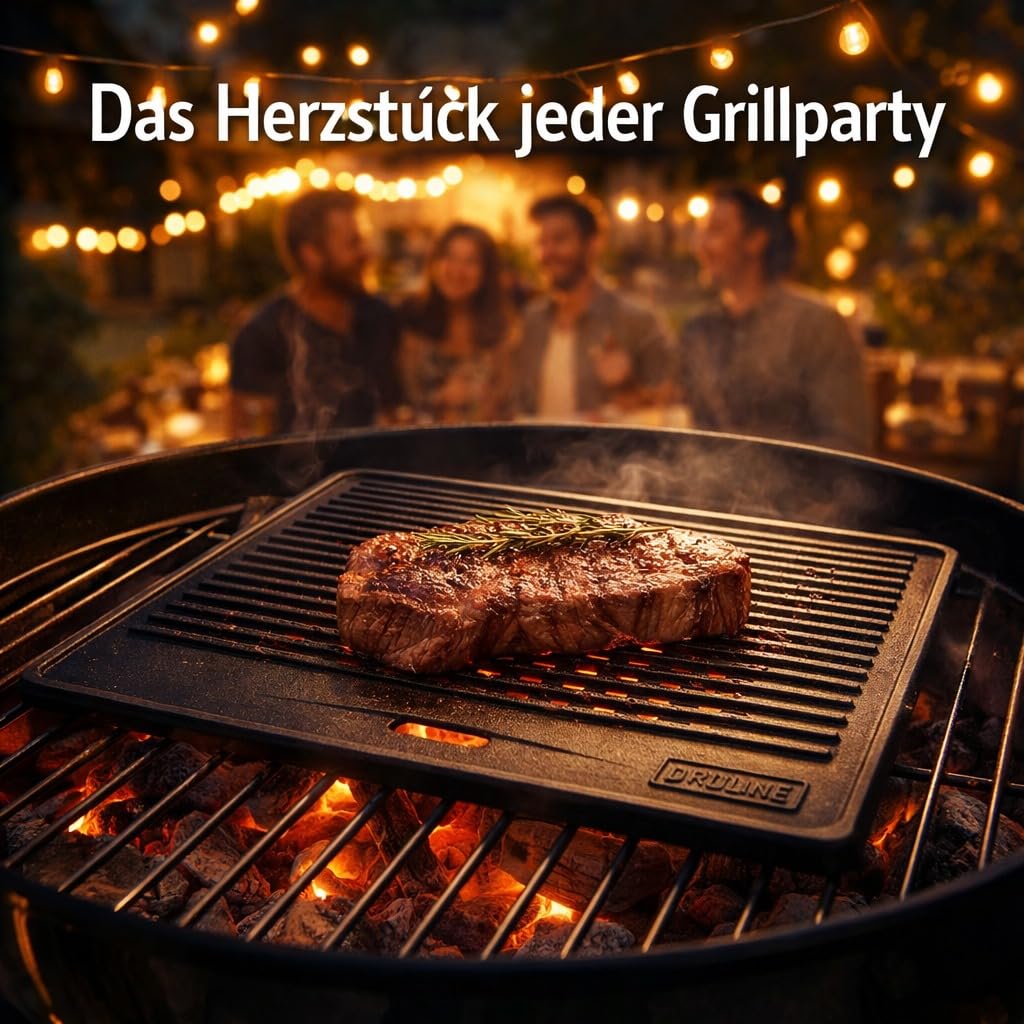 Plaque de Cuisson Grill 40 x 30 cm Réversible Double Face, Plancha BBQ Antiadhésive pour Barbecue, Gaz, Four – Noir