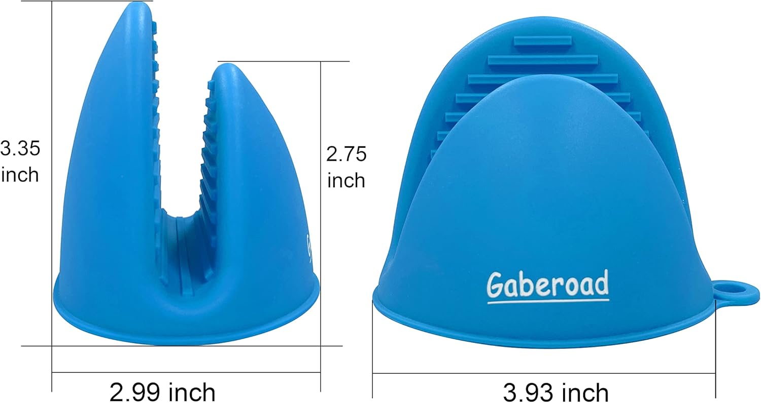 Thickened Mini Silicone Oven Mitts Heat Resistant, Rubber Oven Mitt Gloves, Finger Pinch Grips, Pot Holder, Silicone Potholder for Kitchen Cooking & Baking 1 Pair, Blue - Image 9