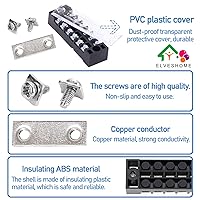 Vista 6 de Bloques de Terminales de 6 Posiciones 12PCS 6 Juegos, Bloque de Terminales de Tornillo de Doble Fila con Barra Colectora Terminal de Cable 600V 15A