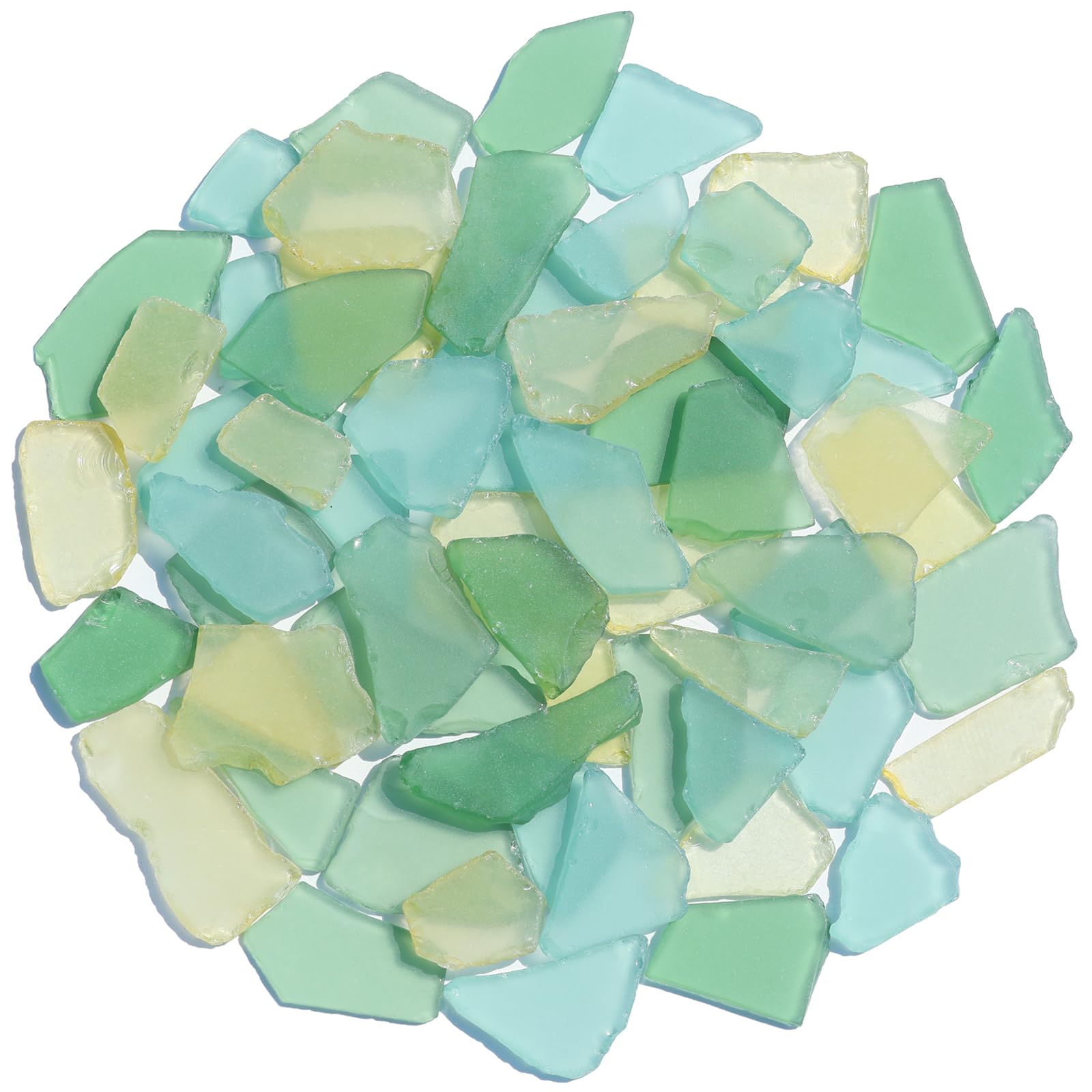QYGL Sea Glass for Crafts - 14oz Frosted Seaglass Pieces - Vase Filler and Aquarium Ornament, DIY Craft Supplies for Art, Beach Weddings, and Home Decor (Green, Yellow, Blue)