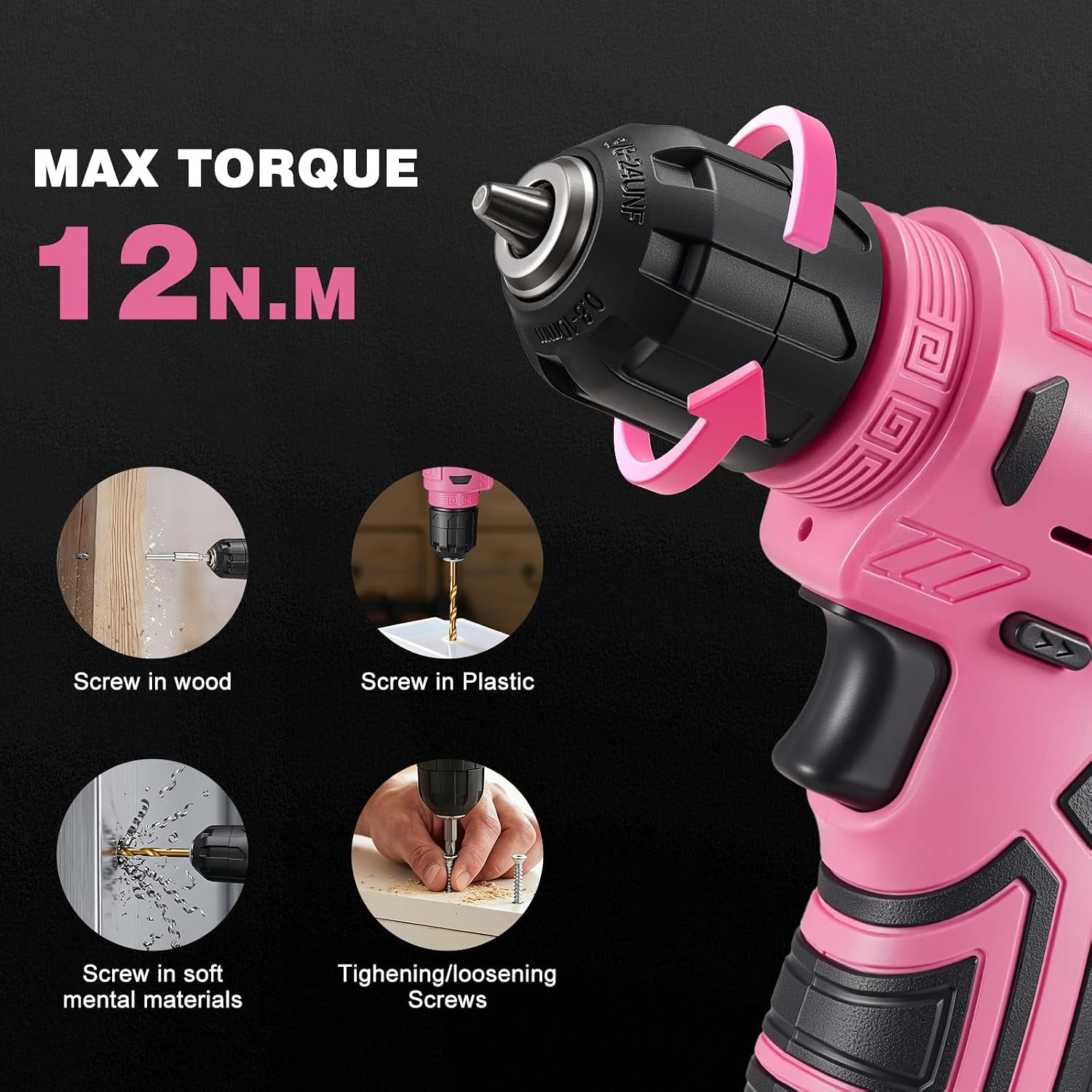 157-Piece Pink Tool Set, 8V Cordless Drill Set, Tool Kit for Women & Girl