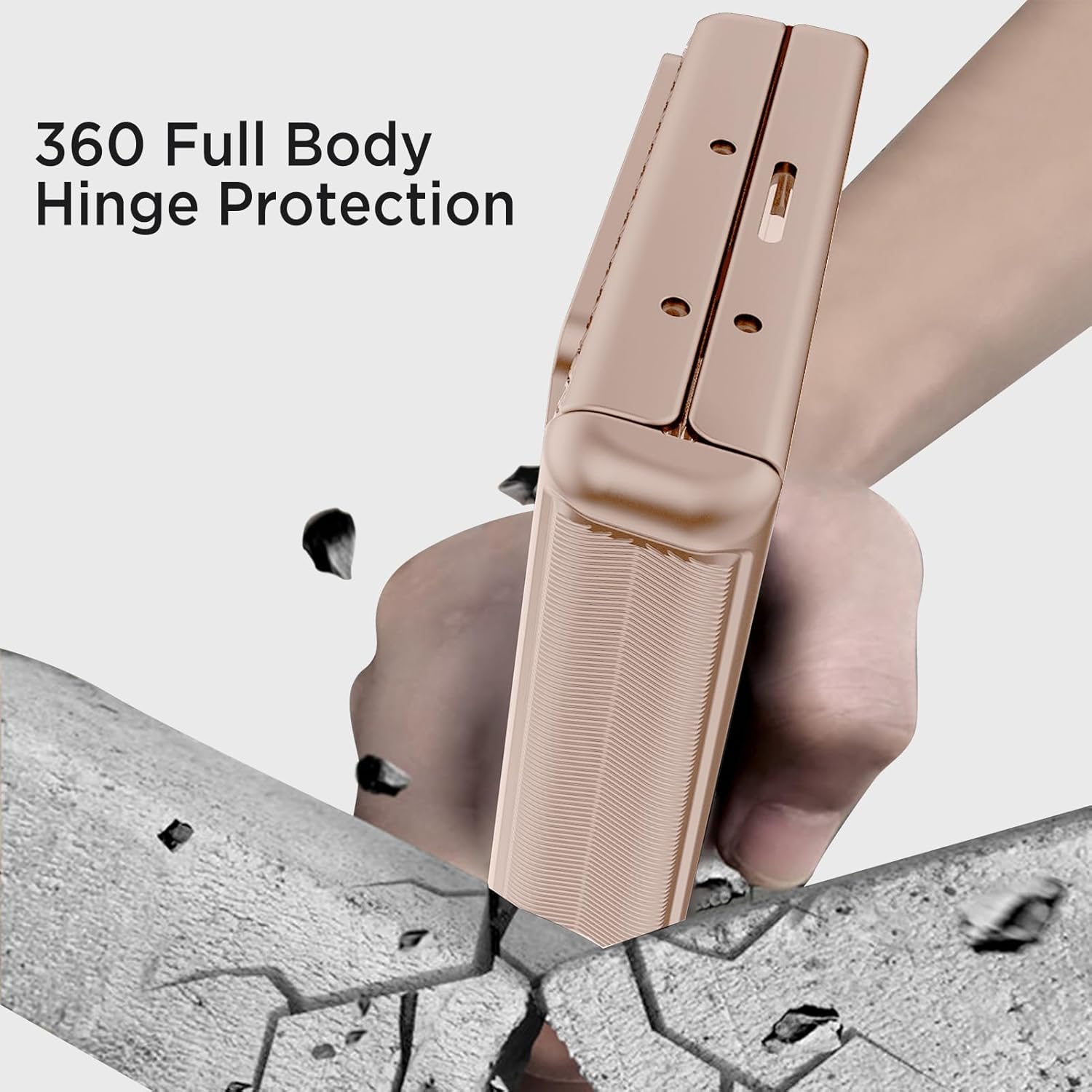 Miimall for Samsung Z Fold 6 Case, Z Fold6 Phone Case with Slide Lens Cover & Hinge Protection & Tempered Glass Screen Protector, Shockproof Luxury Slim Full Body Cover, Gold