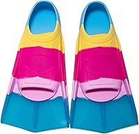 Vista 17 de Aletas de natación para niños, aletas cortas para niños y jóvenes, aletas de natación para entrenamiento de natación para niños, niñas, niños Azul