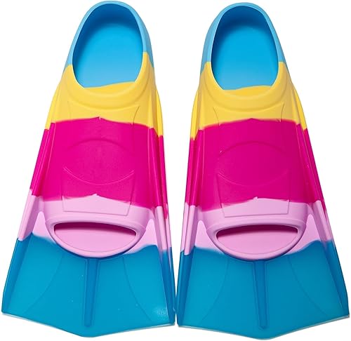 Miniatura 17 de Aletas de natación para niños, aletas cortas para niños y jóvenes, aletas de natación para entrenamiento de natación para niños, niñas, niños Azul /