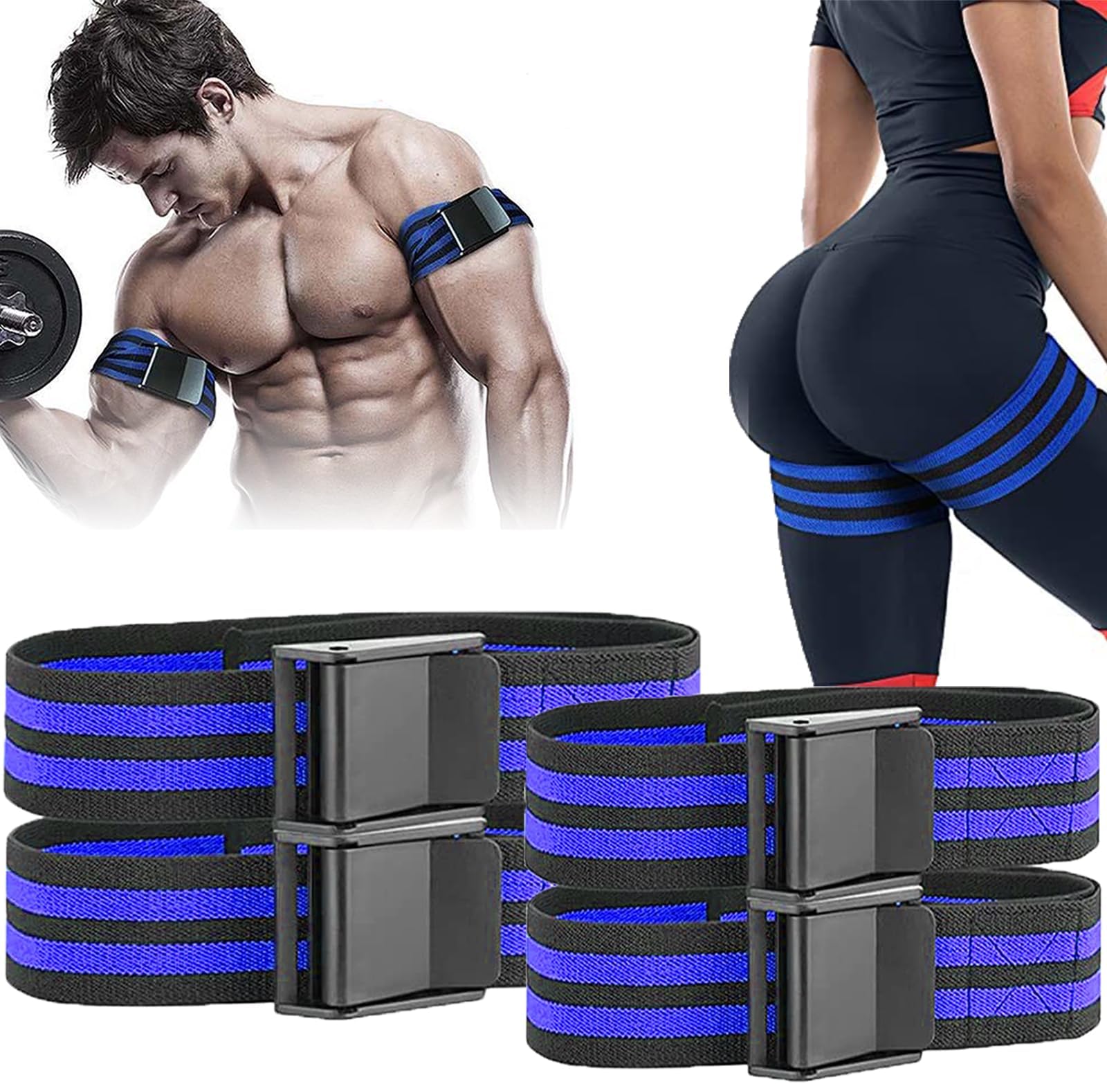 VSL Occlusion Bands 4-Pack BFR Bands Blood Flow Restriction Bands for Arms, Legs or Glutes Gym Fitness Training Occlusion Cuffs, Gain Muscle Without Heavy Weight Lifting Blood Resistance Bands