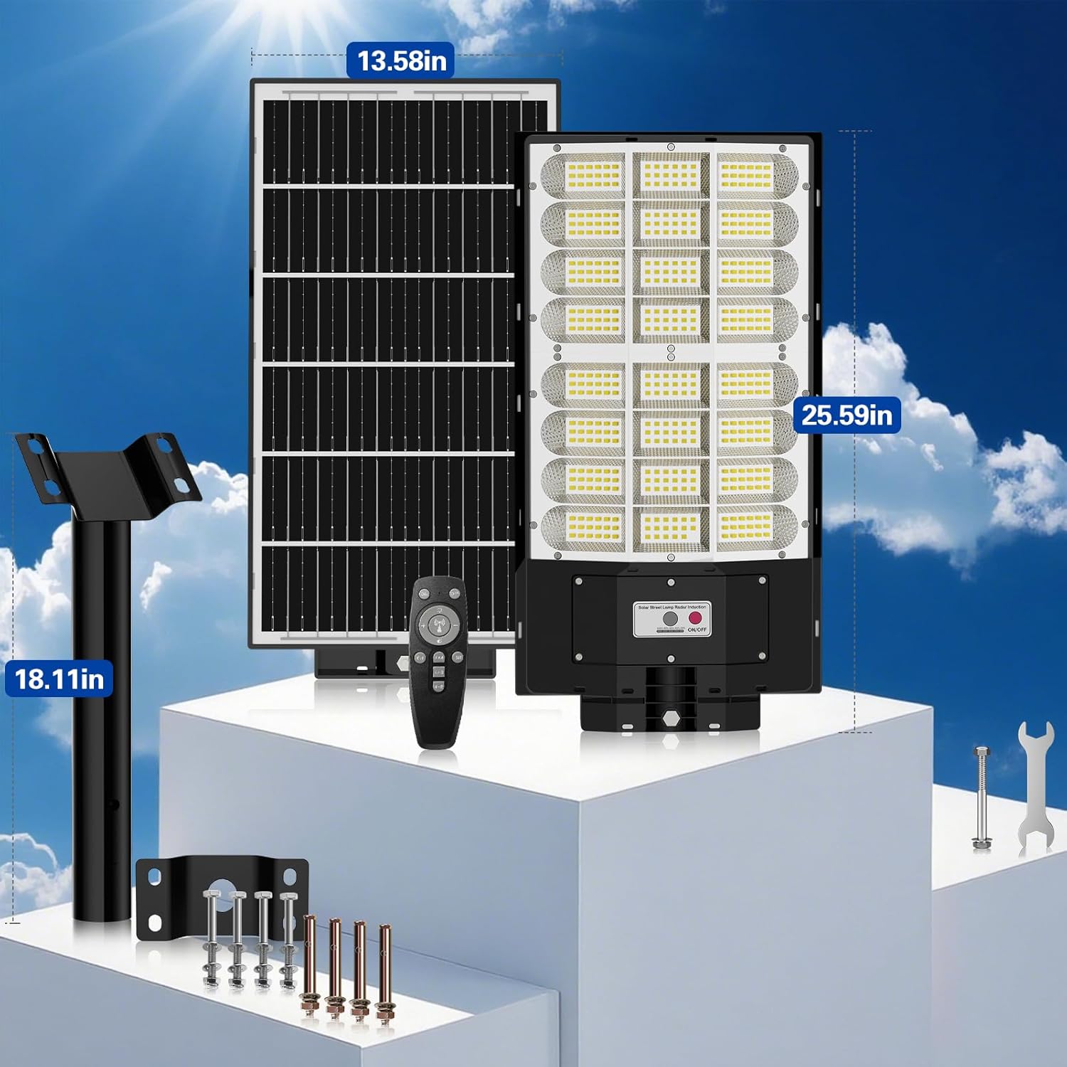 9800W Solar Street Light, Solar Street Lights Outdoor Waterproof IP67, Outdoor SolarLamp with Motion Sensor & Dusk to Dawn - Durable, Energy-Efficient SolarLighting for Garden, Yard, Driveway