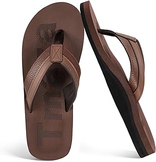 아치 서포트가 있는 남성용 플립플랍 여름 아웃도어 비치 샌들, 레드디쉬 브라운. | Arch Support Slip Resistant Soft Cushion
