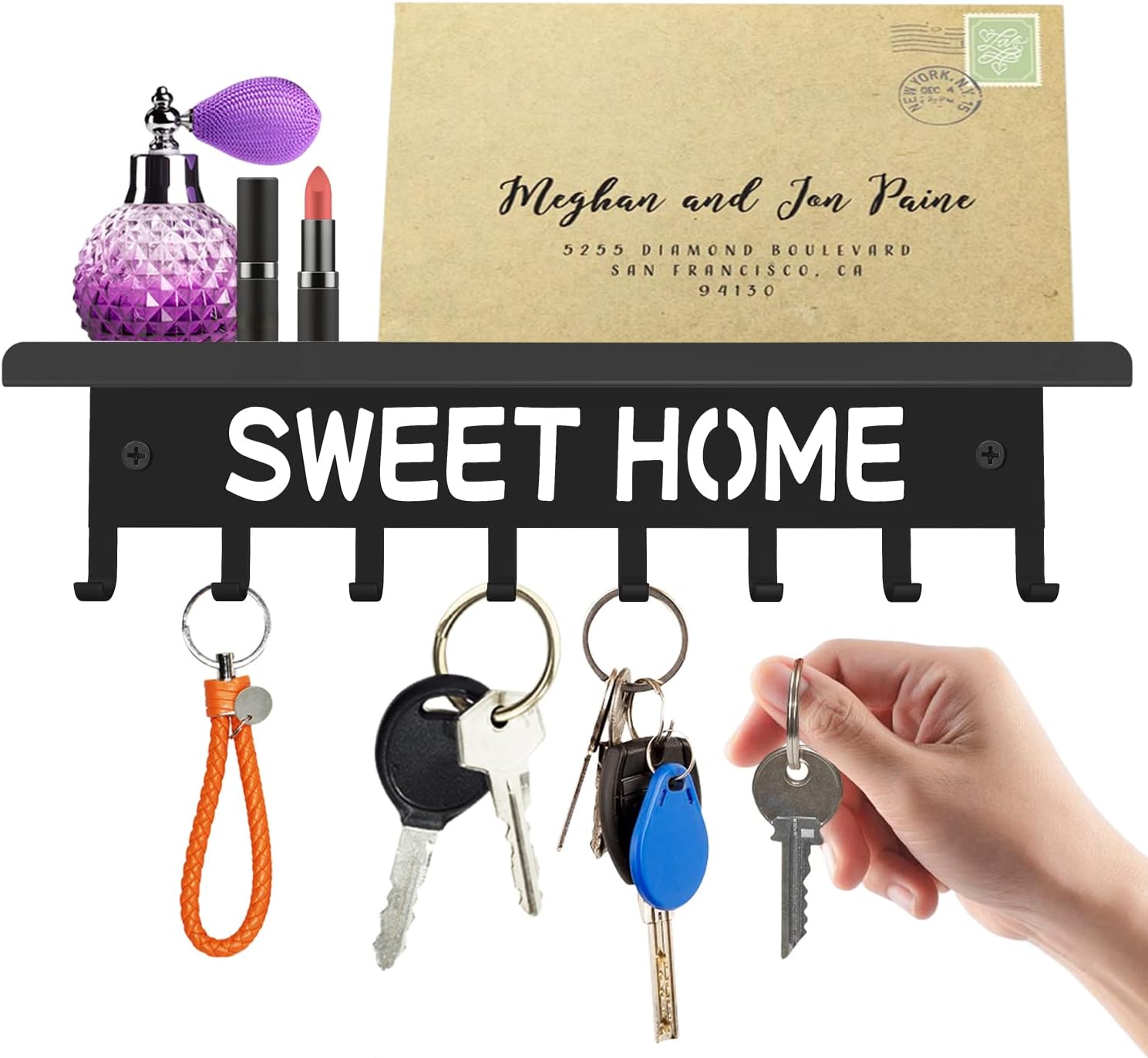 Amazon.com: Key Holder Rack Hooks Sweet Home Mail Organizer with ...