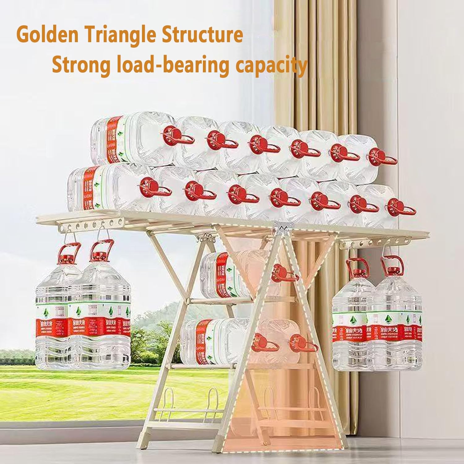 Adjustable Clothes Drying Rack, Foldable Stainless Steel Laundry Rack for Indoor and Outdoor Use, No Assembly Required, Three Layers 1.8m