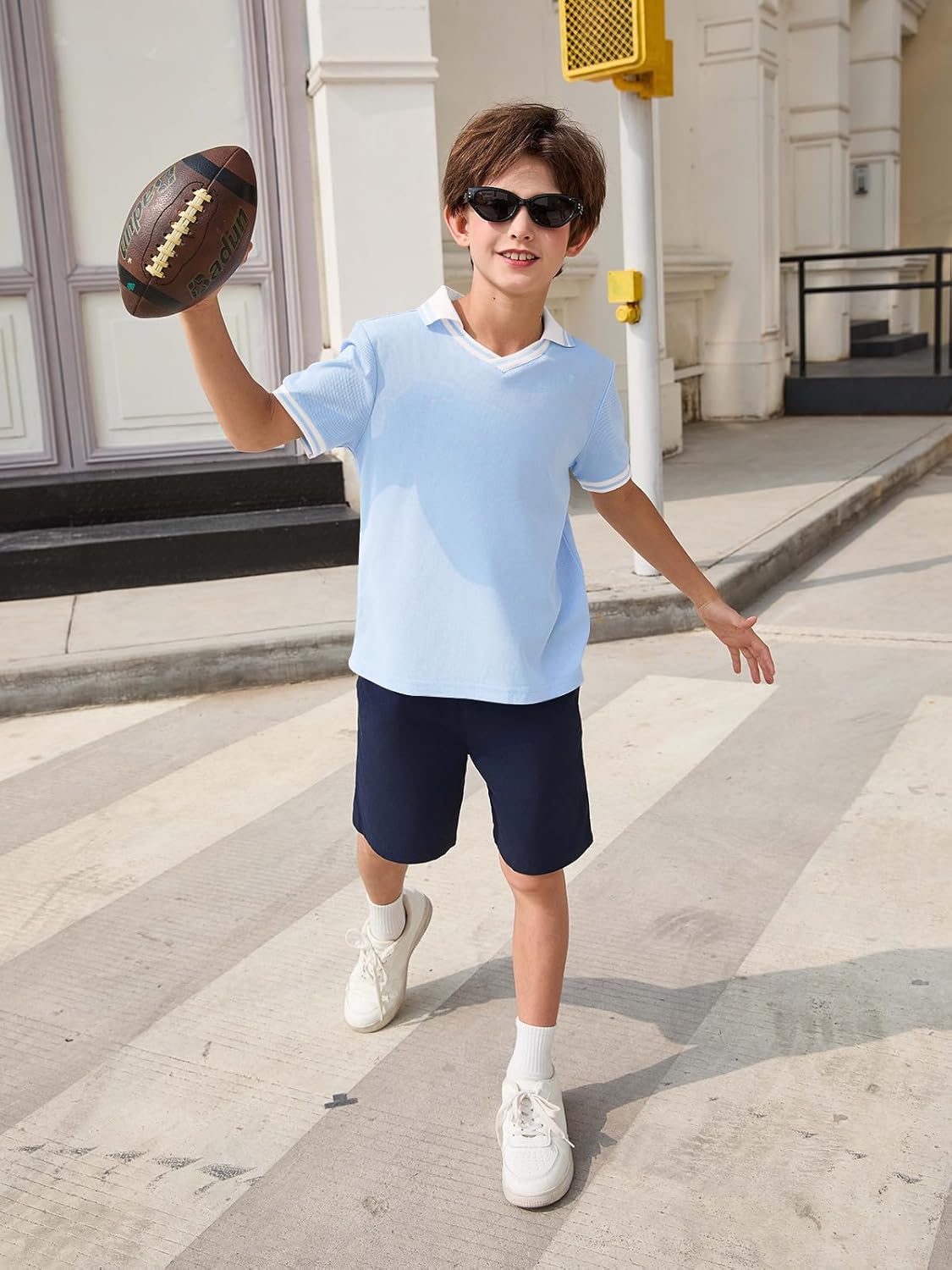 Haloumoning Boys Short Sleeve Pique Polo Shirts Kids Casual V Neck Color Block Uniform Golf Shirt 5-14 Years - Image 4