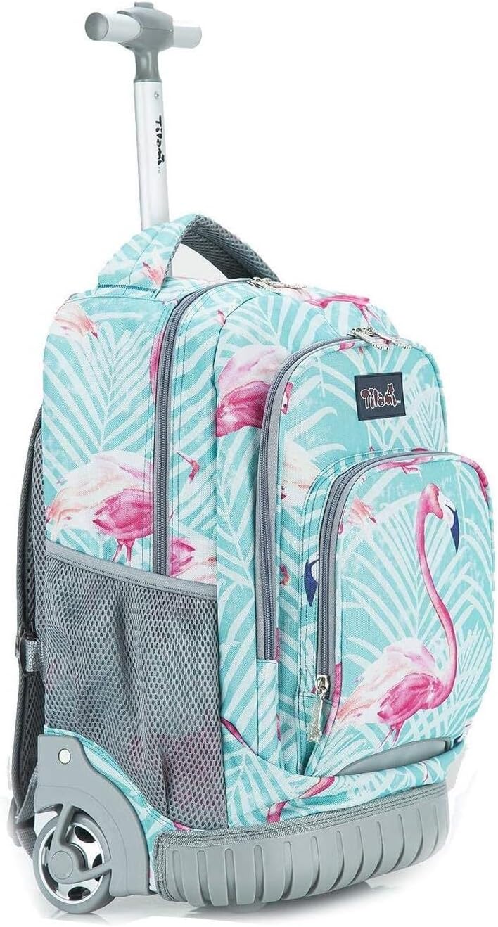 Tilami Kids Rolling Backpack 18 inch Boys and Girls Laptop Backpack, Flamingos, One_Size, Laptop