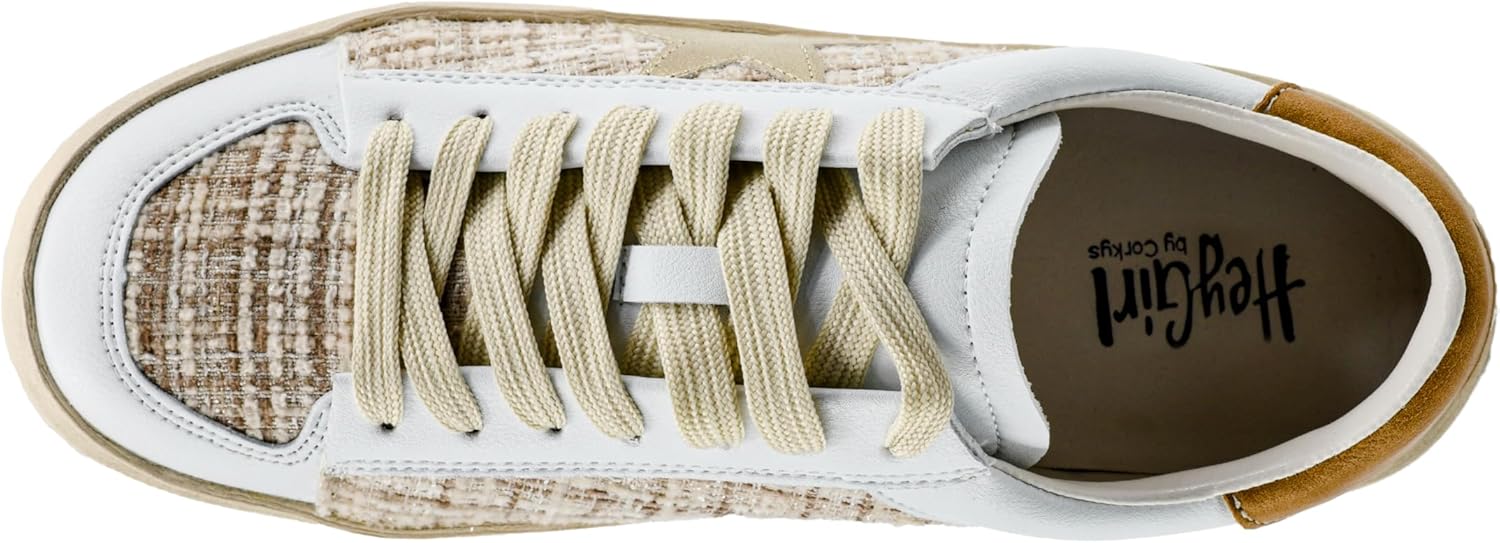 Corkys Footwear Hey Girl Womens Another Round Fashion Sneakers - Featuring a Star Patch and Studs On The Side, Lace-up Detail, and A Cushioned Footbed for All-Day Wear