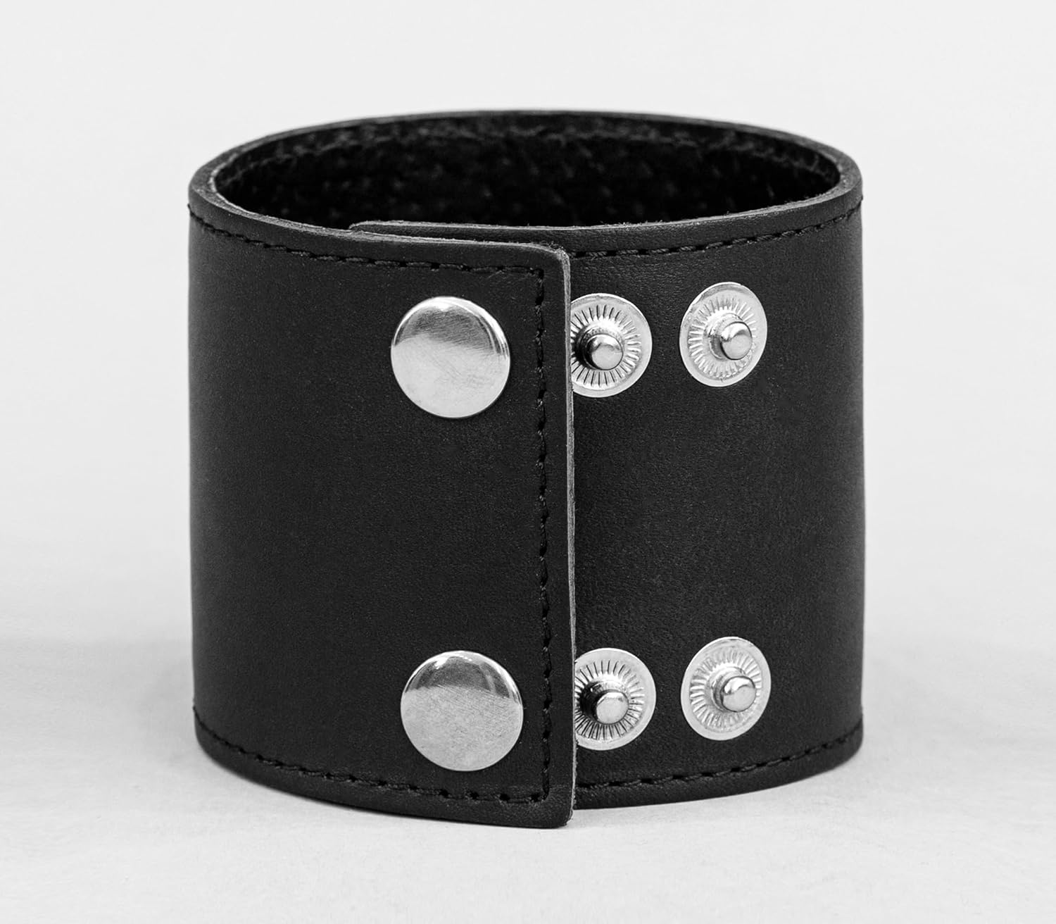 simple stitched Wide blank Leather cuff bracelet for mens or womens, Handmade UA 3603st