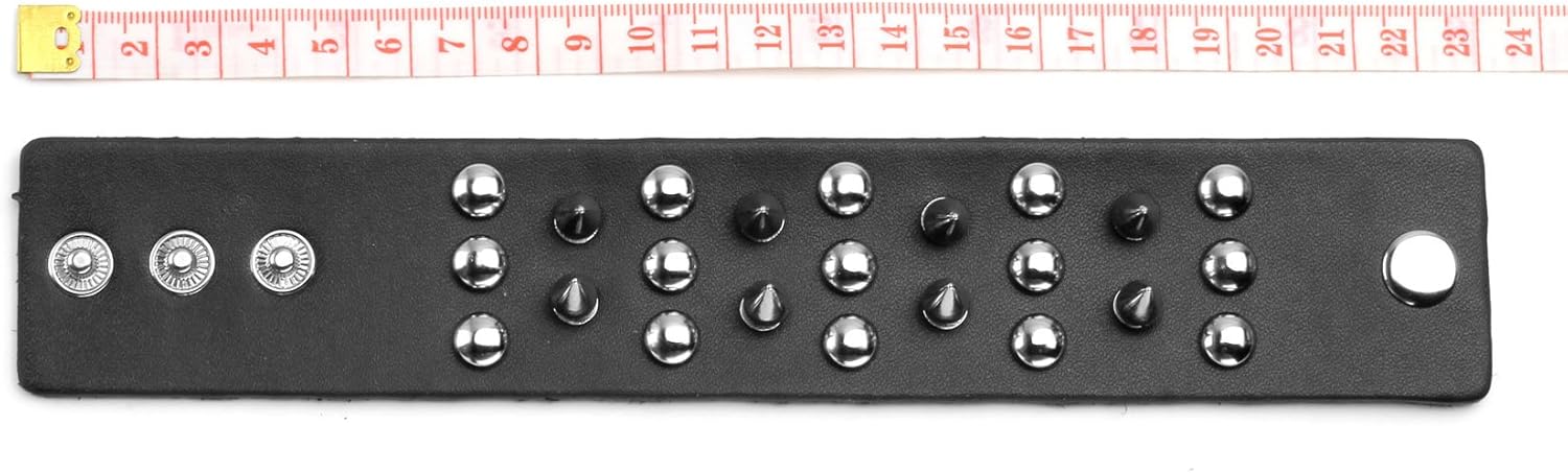 Eigso 2 Pcs Spike Studded Rock Punk Biker Wide Strap Leather Bracelet Set Gothic Rivet Buckle Wristband for Men Women - Image 5