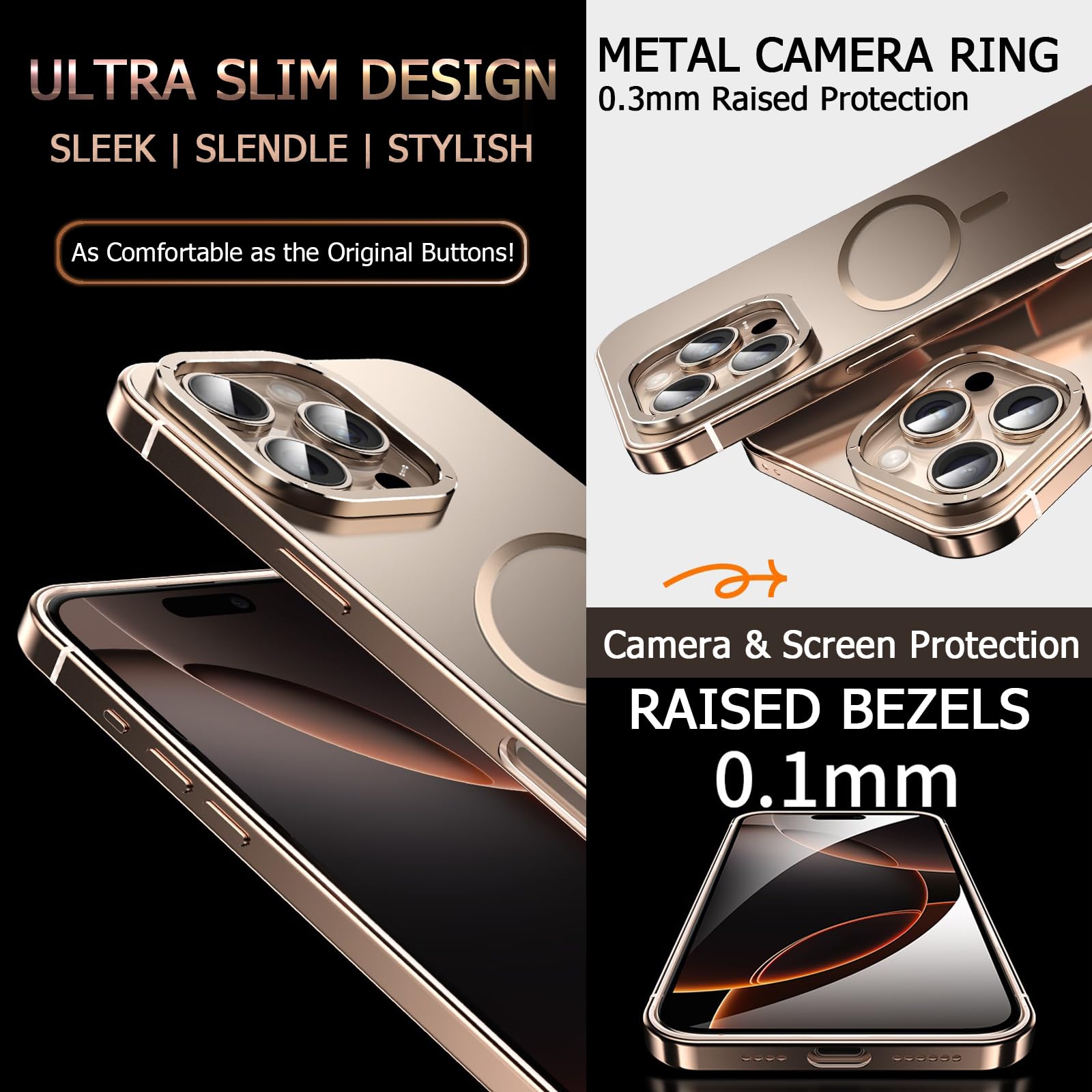 Amazon.co.jp: iPhone 16 Pro Max/16 Pro用ケース、チタンスチール