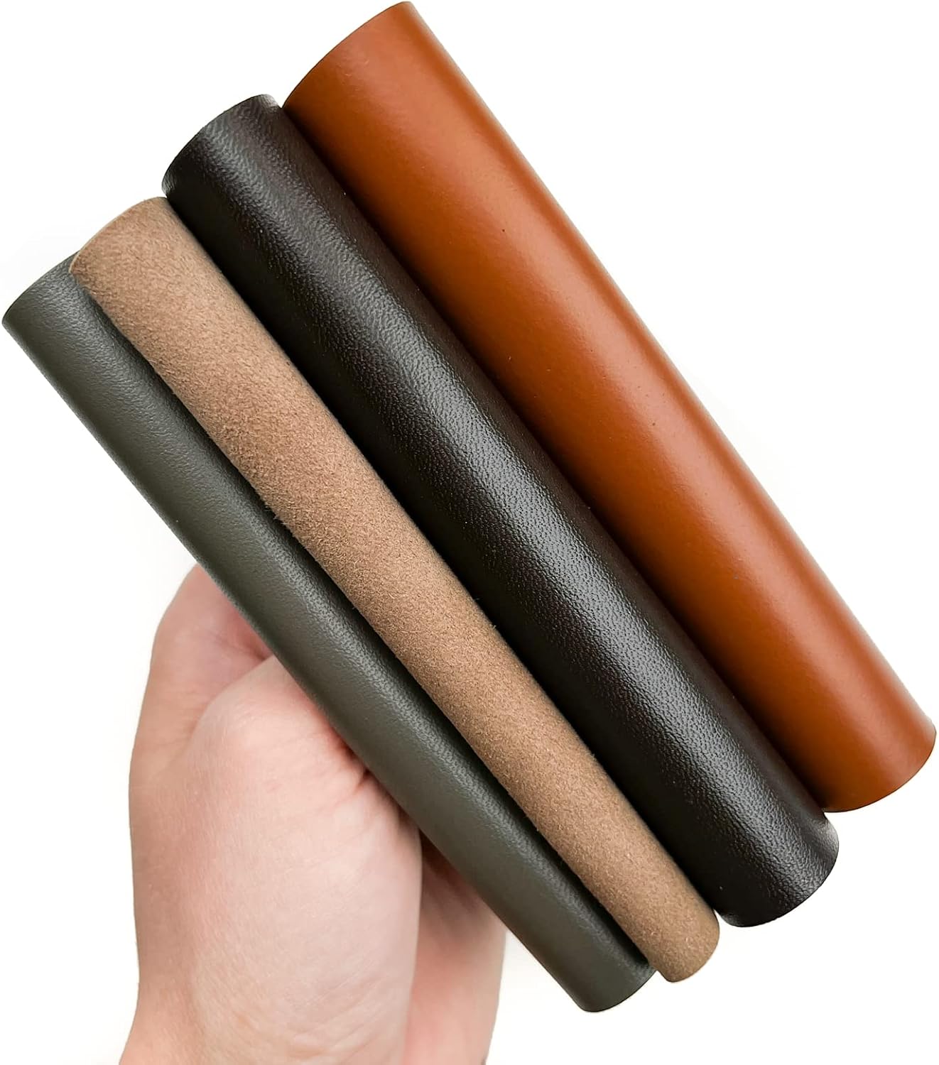 Brown Leather Sheets 4 Pack, 5 x 5 Inch / 12 x 12 cm, Thin Soft Leather Squares for Crafts, Accessories and DIY Projects