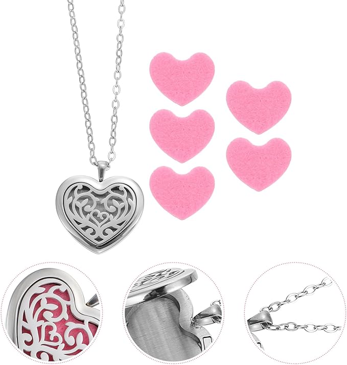 Collar Difusor de Aromas Corazón PartyKindom Acero Inoxidable miniatura 4