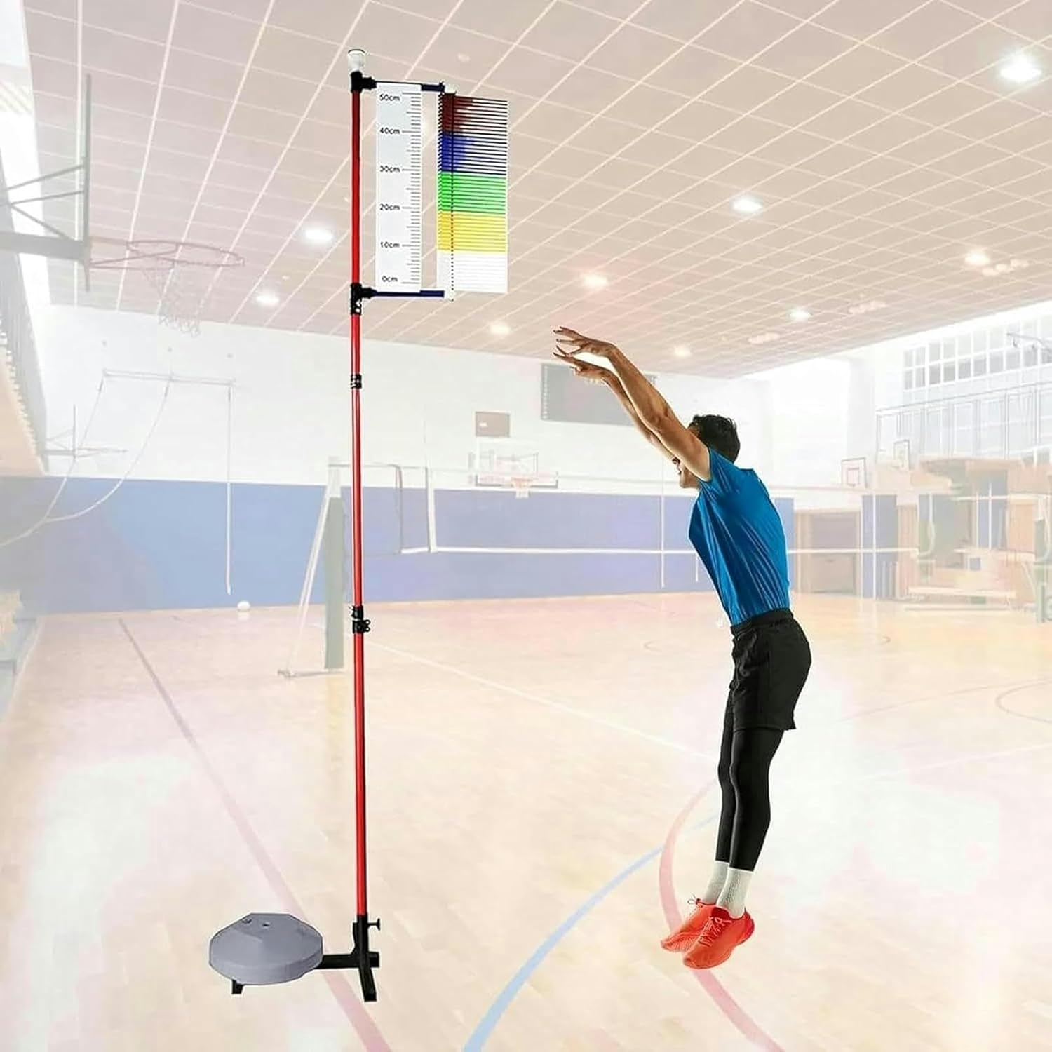 FLTRGO Basketball Volleyball Vertical Jump Trainer, Standing Teen Adult Vertical Jump Tester, Gym School Jump Measurement Tool Stick Pole Tall
