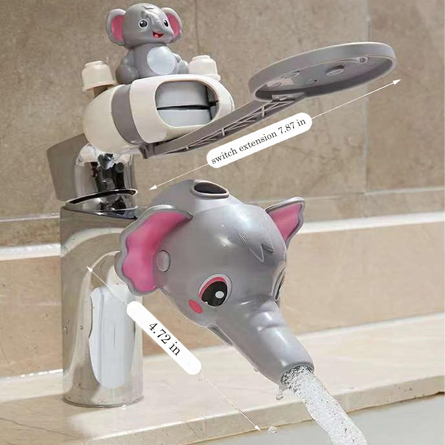 Faucet Handle Extender Set, Faucet Extender for Kids Child Sink Extender Kids Hand Wash Helper Faucet Extender for Bathroom Sink-Grey
