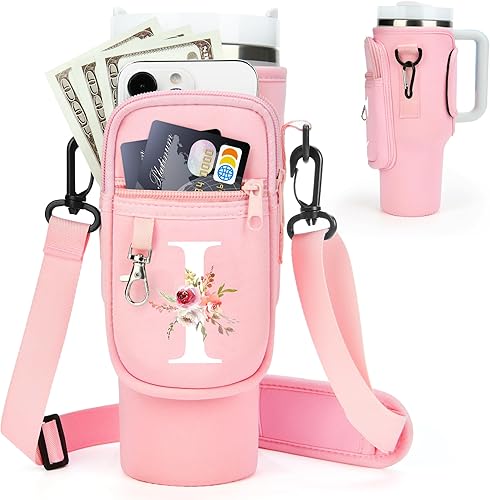 Miniatura 99 de Initial Water Bottle Holder with Strap for Stanley 40 oz Tumbler/Simple Modern 40 oz Tumbler,Water Bottle Carrier Bag with Strap,Personalized A-Z