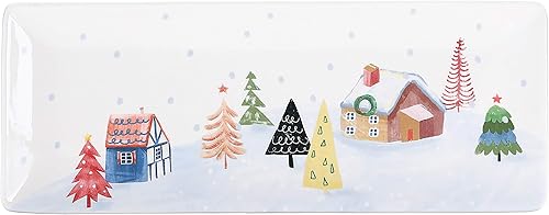 Miniatura 3 de Bico Nordic Village - Juego de 2 platos rectangulares de cerámica para servir ensalada, pasta, queso, jamón, aperitivo, microondas y lavavajillas