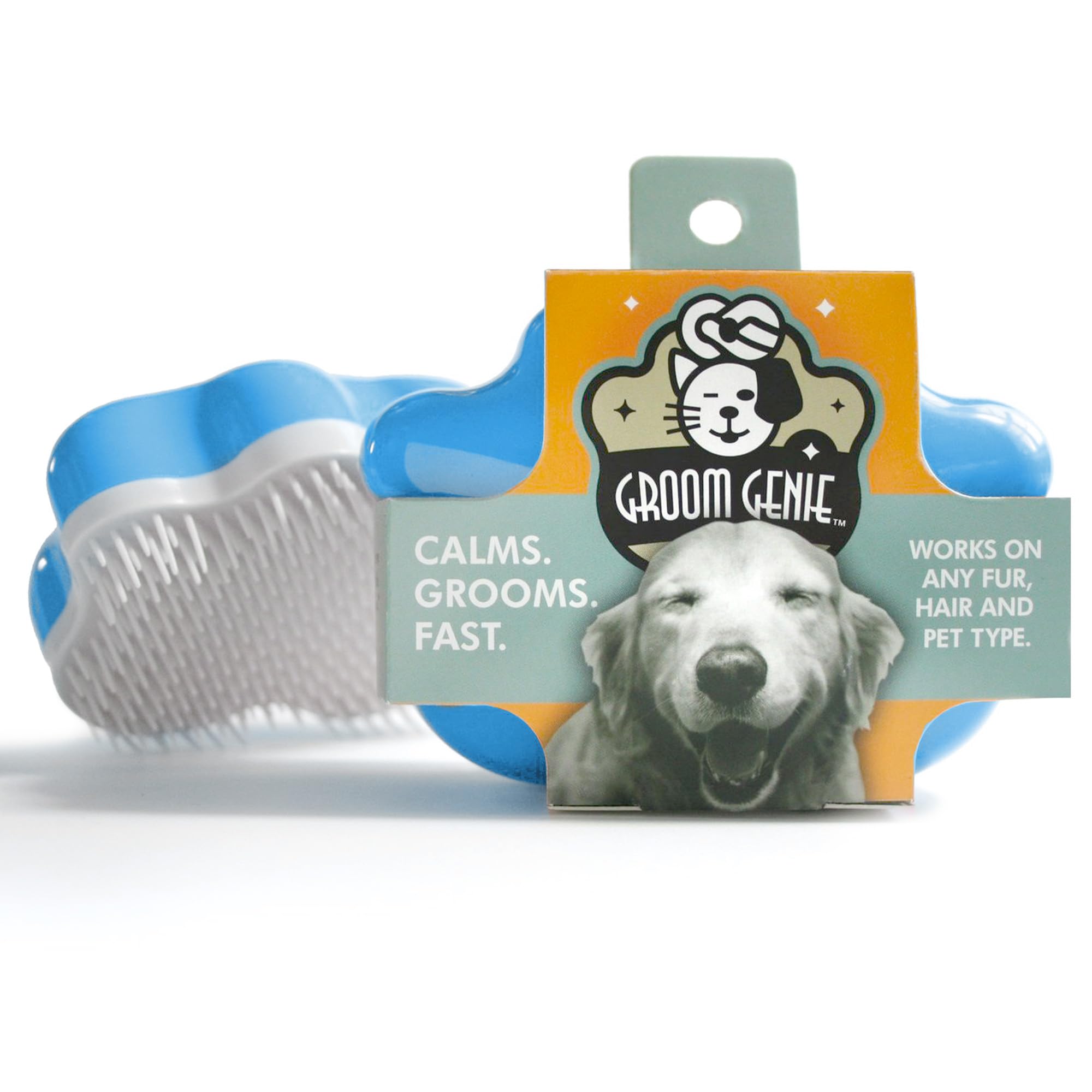 Cepillo de masaje grande de 5 pulgadas para perros y mascotas, herramienta de aseo para gatos, perros, pelo largo o corto, color azul real
