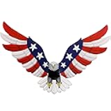 Adroiteet American Eagle Patriotic decorations, Independence Day 4th of July Decoration Metal Wall Art, American Flag Bald Eagle Hanging Sculpture, Large Handmade Centerpiece for Indoor Bedroom Office Outdoor 23.6