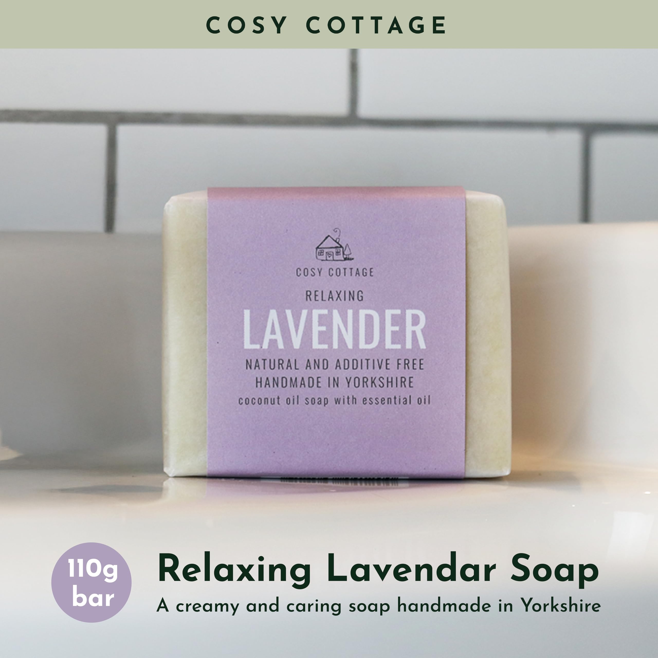 Cosy Cottage Relaxing Lavender Soap Bar - 110g, Clear, 110 g (Pack of 1) - Image 2